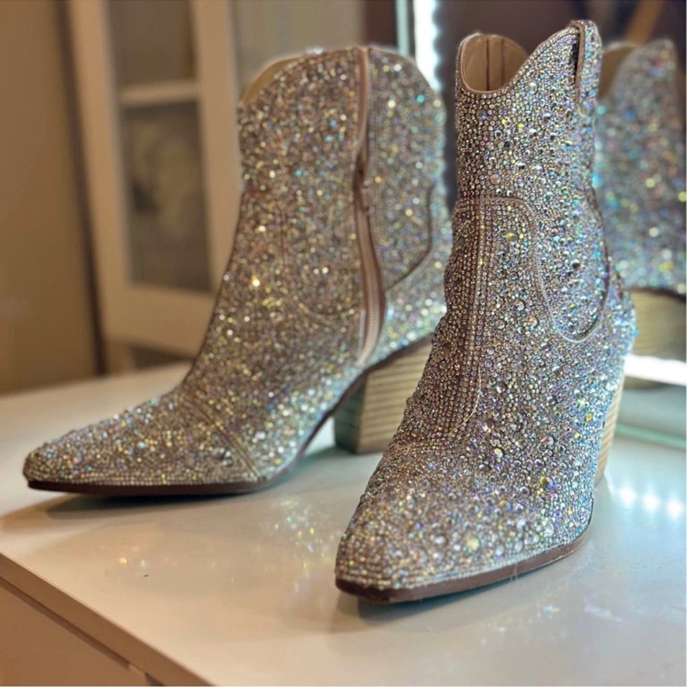Betsey Johnson Glittering Silver Ankle Booties